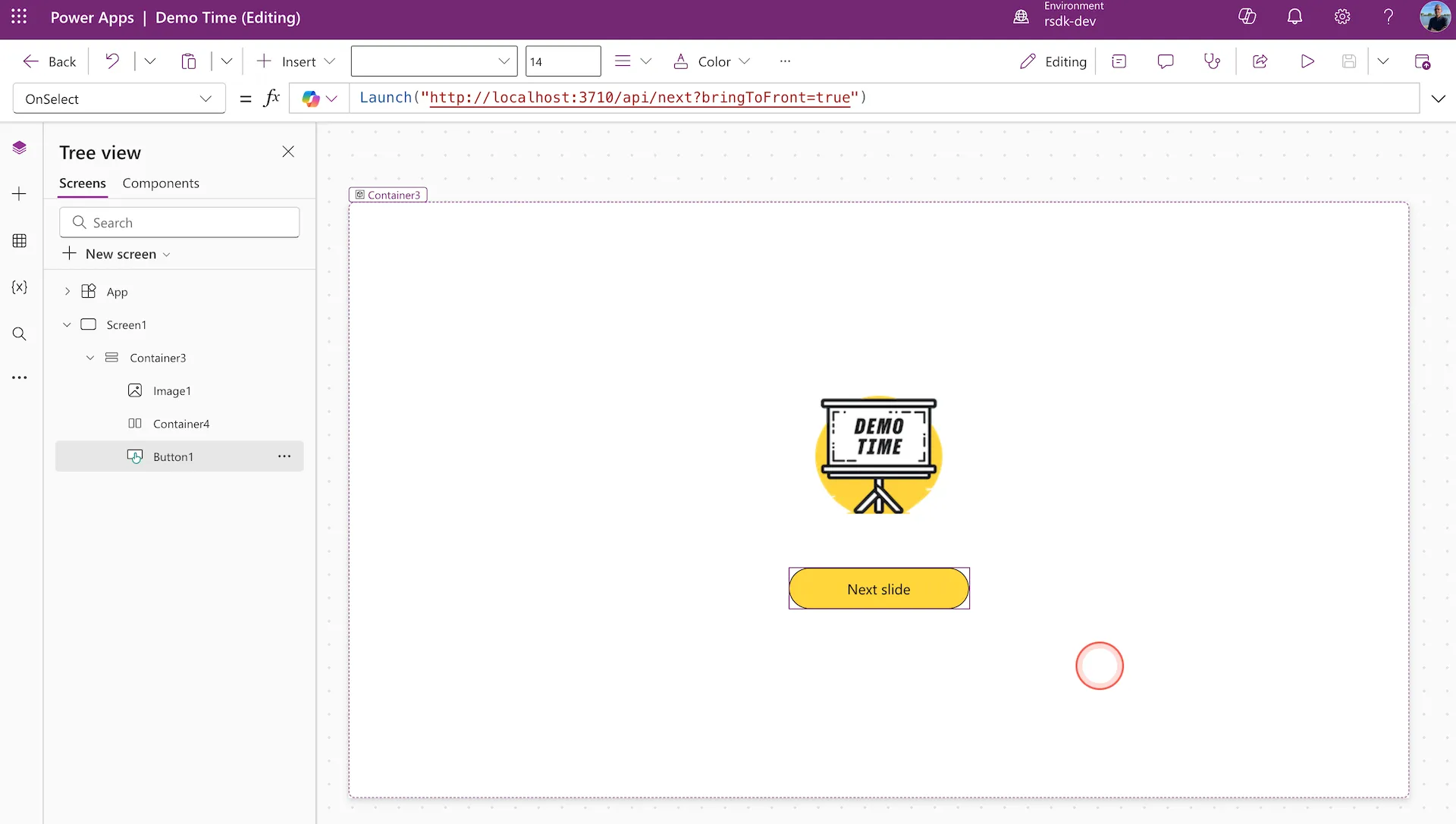 Step 7 Onselect launch API
